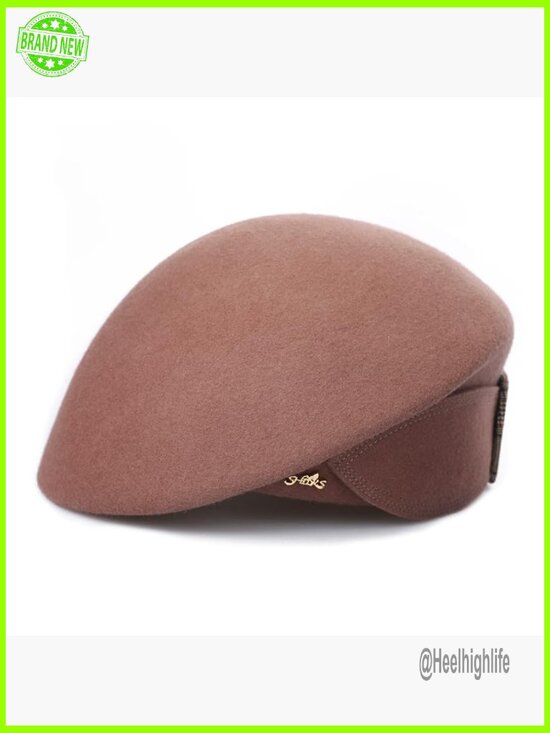Vintage Wool Felt Beret with Pearl Bow Fascinator Adjustable Fedora Hat main image 7